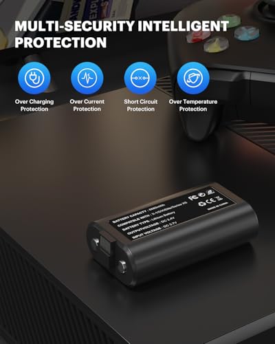 Rechargeable Battery Pack (2-Pack, 6660mWh) for Xbox Series X/S & One/S/X/Elite Controllers - Overcharge & Short-Circuit Protection, Play & Charge Simultaneously - FCC/CE Certified