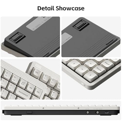 NuPhy Node75 Wireless Mechanical Keyboard, 75% Hot Swappable Custom Low Profile Keyboard, 84 Keys Computer Gaming Keyboards, Supports Touch Gestures, PBT Keycaps, RGB Backlit, Bluetooth/2.4GHz/USB-C - color: Gray, size: Low-Profile Brown Nano Switch