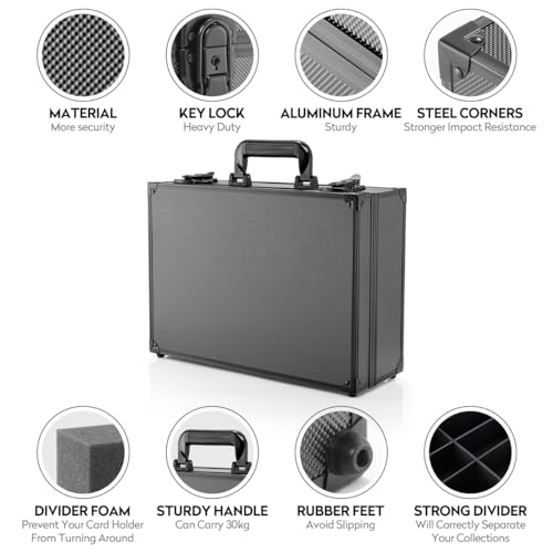 Top Loader Case, Trading Card Storage Box with Key Lock for Sports Cards, Trading Cards, Hard Case Holds 600+ Top Loaders or 130+ 35pt One Touch - size: Large