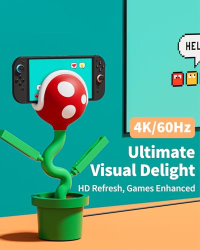 Switch 2 Dock with Cooling Fan for Nintendo Switch 2/1/OLED, Docking Station for TV Supports 4K 60Hz HD, Charges Switch 2 Joypads, USB-C PD Fast Charging, Piranha Dock Gen 2 Plantdock Cute Gaming Gift - color: Red