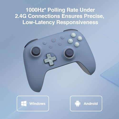 8Bitdo Ultimate 2C Wireless Controller for Windows PC & Android (Dark Blue) | 1000Hz Polling Rate, Hall Effect Joysticks & Hall Triggers, Remappable L4/R4 Bumpers - color: Dark Blue