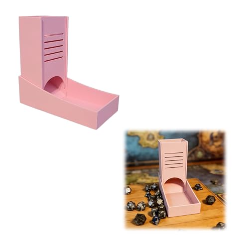 Foldable Dice Tower for Tabletop Games, Portable 6x3x2.5 Inch Dice Roller with Storage, Multifunctional Dice Box for RPG and Tabletop Game Accessories (Light Pink)