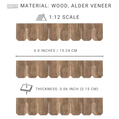 Miniature Roof Shingle Strips for 1:12 Scale Dollhouse Roofing | Set of 25 Strips, REDUCIO! - color: Amber Wood