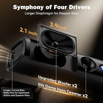 RIOWOIS 3.1ch Sound Bar with 5.25" Wired Subwoofer,Sound Bar for Smart TV | 100W Deep Bass,TV-ARC/Optical/Auxiliary /Bluetooth 5.3, Surround Sound System for TV/PC/Gaming/Projectors - size: 17-inch soundbar with 5.25-inch subwoofer