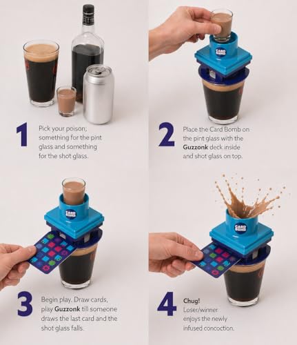 GUZZLETECH Guzzonk Card Game with Card Bomb Device – Suspense Party Challenge Game for Friends, Game Nights, and Social Gatherings