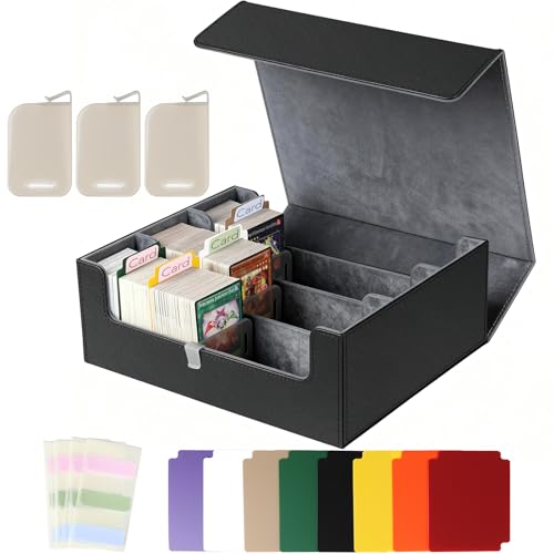 Shintop Card Storage Box for 1800+ Trading Cards, Deck Organizer Case with 24 Dividers, 30 Labels & 3 Supporters, Magnetic Closure Card Collection Holder Fit for Mtg, Yugioh, Tcg