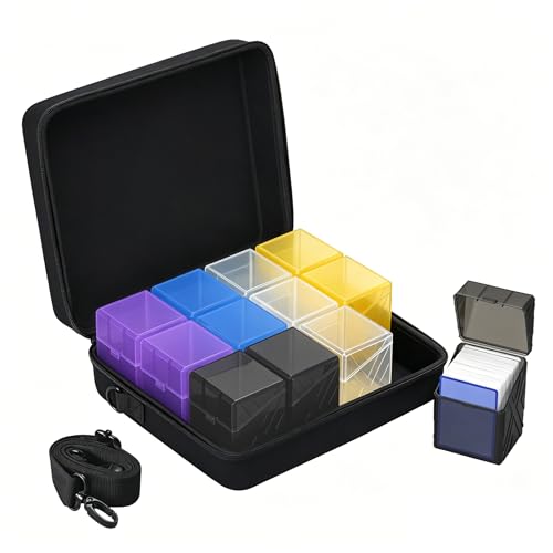 Brappo Deck Box with Carrying Case. Deck Boxes for MTG, TCG, Sports Cards.Set includes 12 packs of Card Deck Storage Boxes. Holds up to 2400 cards.(No Cards) - color: colour, size: 12 pack