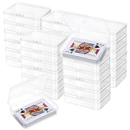 30pcs Plastic Playing Card Boxes,4.1 X 3 X 1 Inches Transparent Clip-On Playing Card Case,Trading Card Storage Box for Men Women Collecting and Classifying