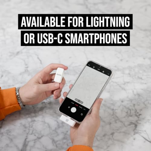RØDE Wireless Micro - Wireless Microphone for Lightning iPhone (X Through 14) - Two Mics with Charge Case for Smartphone Content Creation, White - NOT for iPhone 15/16 or USB-C | Lightning Receiver for Iphone, 2 Clip-on Transmitters, Up to 21 Hr Battery,