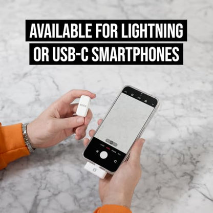 RØDE Wireless Micro - Wireless Microphone for Lightning iPhone (X Through 14) - Two Mics with Charge Case for Smartphone Content Creation, White - NOT for iPhone 15/16 or USB-C | Lightning Receiver for Iphone, 2 Clip-on Transmitters, Up to 21 Hr Battery,