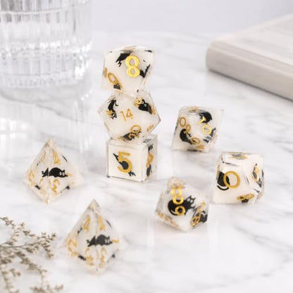 Metal Dice Set DND 7pcs with Gift Box - RPG Gift for Gamers(Cat) | Elegant gift box included, making it the ultimate present for roleplaying tabletop gamers and D&D enthusiasts - color: Cat