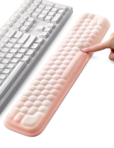 Meatanty Keyboard Wrist Rest, Ergonomic Keypad Support, Soft Memory Foam Hand Rest Pad for Typing Comfort, Computer Desk Accessories Hand Palm Pain Relief, Laptop Office Home School Women Girl Cute - color: Nude Pink and Cream White, style: Keyboard Rest