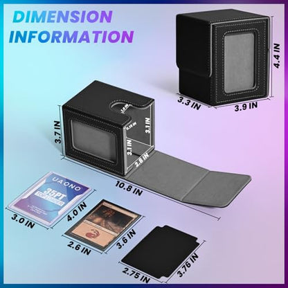 UAONO Card Deck Box for MTG Commander, Fits 100 Double-Sleeved Cards | Independent Commander Display, Magnetic Deck Case for Magic the Gathering TCG, 2 Dividers & 1 Top Loader (Black) - color: A-Black