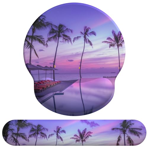 Mouse Pad Wrist Support, Ergonomic Memory Foam Keyboard Wrist Pad & Gel Wrist Rest Set for Computer Keyboard for Easy Typing & Pain Relief for Office & Home (Mauve Twilight Set) - color: Mauve Twilight Set