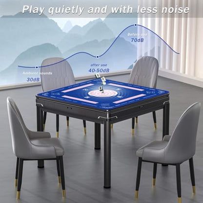 2F22E Mahjong Mat - Non-Slip Noise Reduction Gaming Mat 32.4x32.4 Inch for Mahjong/Poker/Board Games/Card Games/Dominoes (Blue) - color: Blue