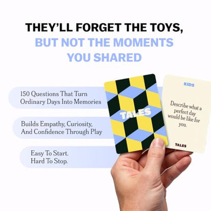 TALES 150 Conversation Cards, Perfect for Dinners, Road Trips, Classrooms & Game Nights, Gifts & Gatherings, Conversation Starters to Spark Creativity (Kids Edition) - color: Kids Edition
