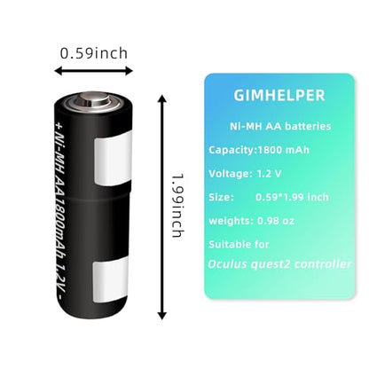1800mAh Rechargeable Batteries for Oculus Quest 2 Controller Battery Oculus Quest 3 Controller Batteries Oculus Battery Pack VR Controller Battery Pack for Charging Dock and Type C Cable (4)