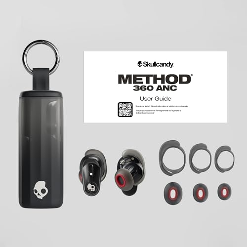 Skullcandy Method 360 ANC Wireless Earbuds with Sound by Bose - True Black | In-Ear Fit, Premium Active Noise Cancellation, 40 Hours Battery, Sweat and Water Resistant, Microphone for iPhone Android - color: True Black
