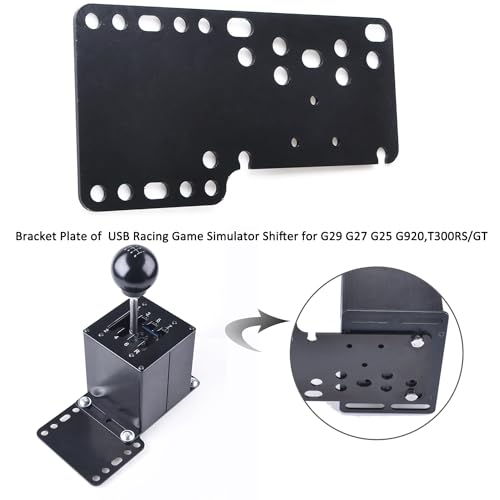 CNRAQR PC USB Racing Game Simulator Shifter with Desk/Chair Mount Bracket Plate Compatible with LO GITECH G29 G27 G25 G920,T300RS/GT 7+R - color: 7R+Plate
