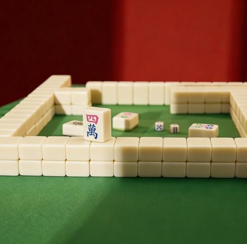 Mini Mahjong Set,American Mahjong Game Set,Complete Mahjong Tile Set with 166 White Tiles (0.8’’),4 Tile rulers,4 dice,1 Bag,5 Instruction Manuals,Perfect Mahjong Game Gift for Enthusiasts