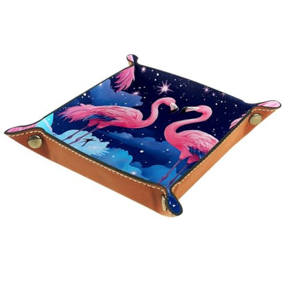 Galaxy Flamingos Dice Tray PU Leather Dice Rolling Tray Folding Dice Holder for Dice Games, Like RPG, DND and Other Table Games - color: Multi 5