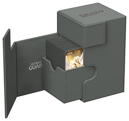 Ultimate Guard Flip'n'Tray 100+, Deck Case for 100 Double-Sleeved TCG Cards + Dice Tray, Grey, Independent Magnetic Closure & Microfiber Inner Lining - color: Grey, size: 100+