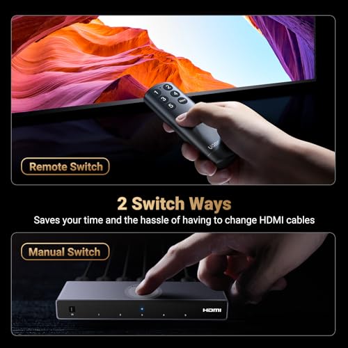 UGREEN 8K@60Hz HDMI Switch 5 in 1 Out Aluminum Support 4K@240Hz HDR10+ HDCP 2.3 CEC HDMI 2.1 Switcher Splitter with Power Adapter Compatible with PS5/4 Xbox Nintendo Switch Roku Apple TV Fire Stick