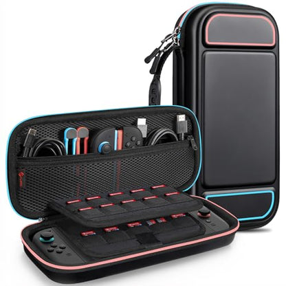 FINTIE Carrying Case for Nintendo Switch 2 (2025), Shockproof Hard Shell Switch 2 Case, Protective Cover Travel Bag with 19 Game Card & 2 Micro SD Card Slots & Inner Pocket, Darknight - color: Darknight