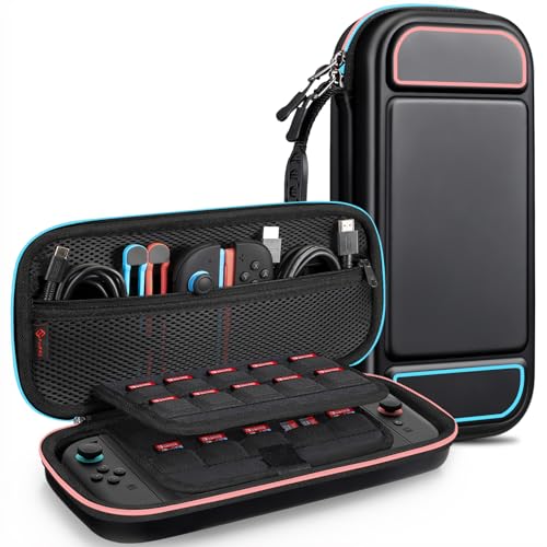 FINTIE Carrying Case for Nintendo Switch 2 (2025), Shockproof Hard Shell Switch 2 Case, Protective Cover Travel Bag with 19 Game Card & 2 Micro SD Card Slots & Inner Pocket, Darknight - color: Darknight