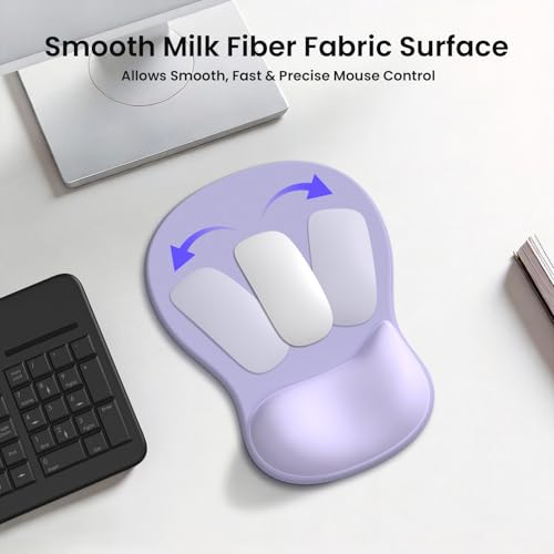 AKIT Ergonomic Mouse Pad and Keyboard Wrist Rest, 3-in-1 Memory Foam Wrist Rest for Computer Keyboard, Non-Slip Base, Pain Relief, Gel Mousepad Set for Gaming, Home and Office, Purple - color: Purple