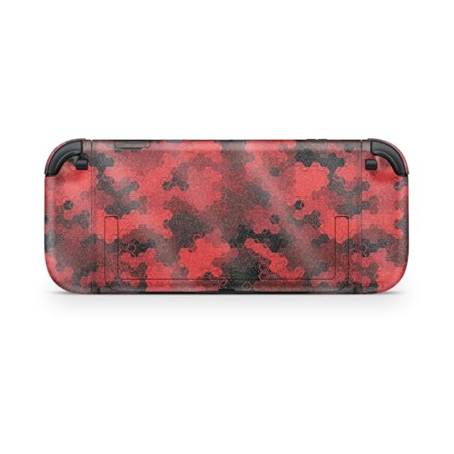 Glossy Glitter Gaming Skin Compatible with Nintendo Switch 2 Console Only - Red Hexa Camo - Premium 3M Vinyl Protective Wrap Decal Cover - Easy to Apply | Crafted in The USA by MightySkins - color: Red Hexa Camo, size: Switch 2 Console Skin Only, style: G