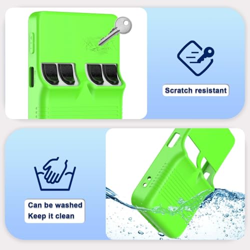 for R36S Silicone Case, Soft Skin for R36 S Handheld Game Console Accessories, Anti-Scratch Washable Silicone Cover with Lanyard (Bright Greenn) - color: Bright Green