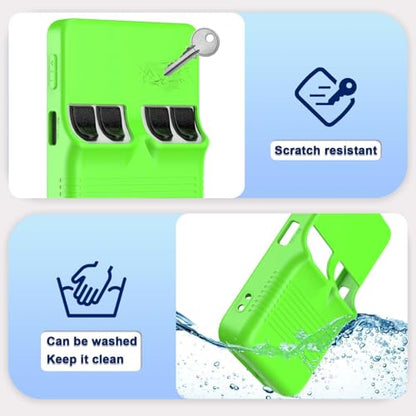 for R36S Silicone Case, Soft Skin for R36 S Handheld Game Console Accessories, Anti-Scratch Washable Silicone Cover with Lanyard (Bright Greenn) - color: Bright Green