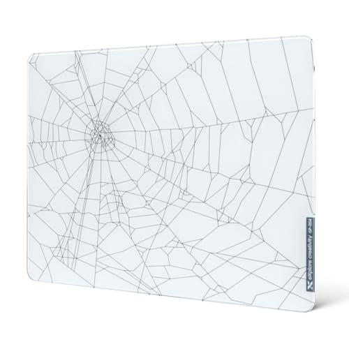 XVX White Spider Webs Glass Gaming Mousepad 4.0,Hard Mousepad for Gaming,Ultra-Smooth Micro-Etched Surface Mouse Mat with Non-Slip Rubber Base(410mm*310mm) - color: White(Spider Webs)