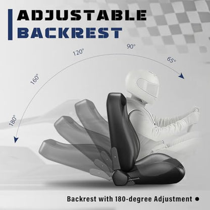 2 Pcs Adjustable Universal Racing Seats with Double Sliders, Reclinable Clasic Car Bucket Seats, 1 Pair of Sport Seats for Vehicles (OBS-Black) - color: OBS-Black
