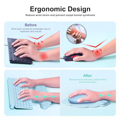 MOKURU Cloud Mouse Pad with Wrist Rest, Cloud Keyboard Wrist Rest, Mouse Pad Wrist Support, Ergonomic Cloud Keyboard Mouse Wrist Support (Blue) - color: Blue