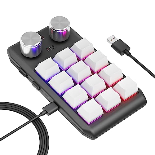 Multifunctional Macro Mechanical Keyboard With 12 Customizable Keys 2 Knobs - One-Handed RGB Gaming Keypad Programmable Ultra-Thin Mechanical Keyboard With 12 Programmable Keys And RGB Backlighting