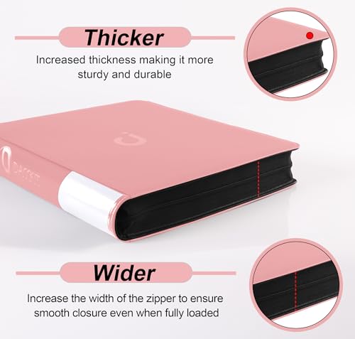Premium 2000 Pocket Card Binder - 20 Pocket Trading Card Binder with Sleeves Fits 2000 Cards, Ringless Card Album for TCG - Model A，Light Pink - color: 20P - Light Pink