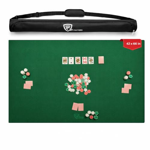 5mm Thickness Board Game Mat Black 42 x 66 Inches, Super Cushioned Table Cover for Mahjong, Poker, Playing Cards, Tile Games Dominoes Neoprene Gaming Playmat with Carrying Bag (Green, 42 x 66 Inches) - color: Green, size: 42 x 66 Inches