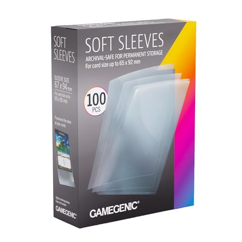 Gamegenic Soft Sleeves 67x94 – 100 Count Clear Card Protectors | Archival Safe Polypropylene, Acid-Free and No PVC