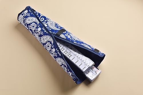 Mose Cafolo American Mahjong Set, Blue Paisley Carrying Bag,166 Premium White Tiles,4 All-in-One Color Rack/Pushers Complete Mahjong Tiles Set (Ma Jong, Mah-Jongg, Majiang) - color: American Mahjong With Blue Paisley Bag