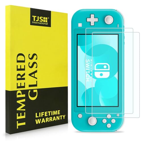 TJS Screen Protector for Nintendo Switch Lite Model 2019 5.5" (Clear) | 2 Pack Tempered Glass Screen Protector Works While Docking 0.3mm Thickness/Bubble Free/Ultra Clear/9H Hardness/Anti-Scratch - size: Nintendo Switch Lite 5.5''