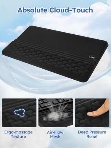 Cirhy 2-in-1 Ergonomic Keyboard Stand and Wrist Rest, Memory Foam, Black | 12.5 and 3 Degree Angle Support, Memory Foam Wrist Cushion, Non-Slip Silicone Base, for Typing, Gaming, Office and Study