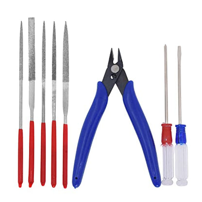 Mandala Crafts 33 PCS Plastic Model Tool Sets with Hobby Clippers, Tweezers, Drills, Grinder, Knife - Professional Basic Model Building Tools Set for Assembling Miniatures Mecha Cars - style: Premium 33 PCs
