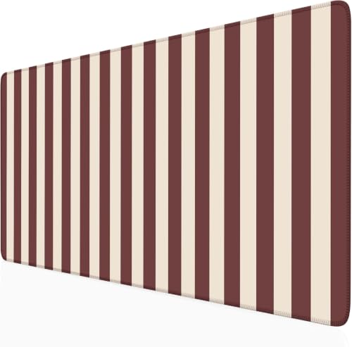 Maroon Beige Striped Desk Mat Cute Pastel XXL Large Gaming Mouse Pad Desk Pad Kawaii Cozy Aesthetic Keyboard Laptop Computer Mat - color: A7- Maroon Beige