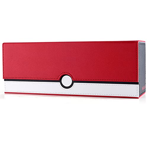 tombert Premium Deck Box Case for PTCG MTG, Large Capacity with 4 Dividers, Fits 800+ Sleeveless Cards or 500+ Sleeved TCG Trading Card Games(Red & White) - size: 800 cards