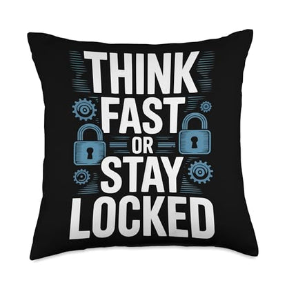 Escape Room Game Lockpicking Puzzle Room Exit Game Throw Pillow - size: 18x18