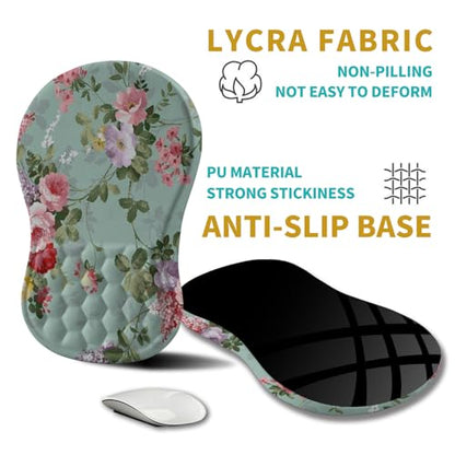 Hokafenle Ergonomic Mouse Pad Wrist Support, Wrist Rest Mousepad for Carpal Tunnel Pain Relief with Integrated Memory Foam Slope Massage Bulge (11.8x7.9 inch,Graceful Peony - color: KM03-Graceful Peony