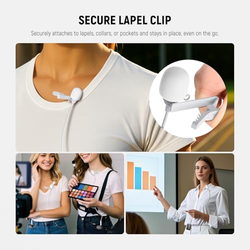 NEEWER 2 Pack Lavalier Lapel Microphone Compatible with Rode Wireless GO II 2 DJI Wireless Mic Transmitter, Omnidirectional Condenser Wired Clip On Lav Mic for Stage YouTube Live Streaming, CM5, White - style: CM5(2-Pack&White)w/3.5mm TRS Plug