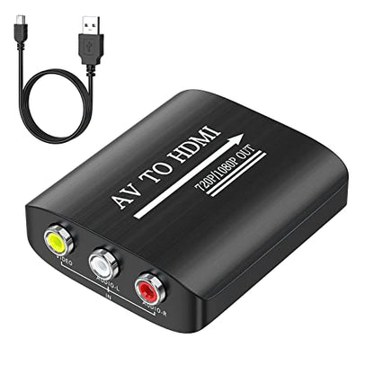 GINGIN AV to HDMI Converter, AV to HDMI Adapter Support 720p/1080p for PS1/PS2/PS3/Xbox 360/WII/N64/SNES/STB/VHS/VCR/Blue-Ray DVD Players - style: Converter (Single)